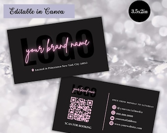Business Card Canva Template, QR Code Card, Salon Business Card Template, Minimalist Business Card, Hairstylist Card, Nail Tech, Lash Tech
