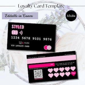 Loyalty Card Template, Credit Card Style Template, Customer Reward Card, DIY Discount Card, Loyalty Card Nails Hair Lash tech Business Card