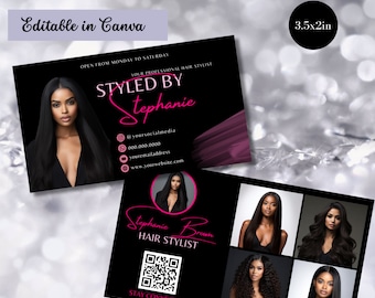 Hairstylist Business Card Template, Hair Salon Card Template, DIY Instagram Business Card, Hair IG QR Code, Beauty Business Canva Template