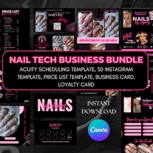 Nail Tech Business Branding Paket, Nail Acuity Scheduling Template, Nagel Preisliste Template, Nails Business Card, Small Business Bundle