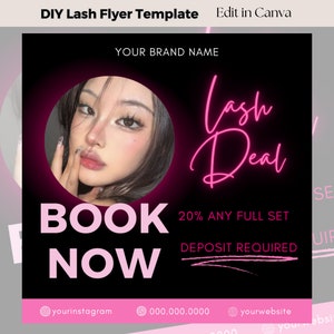 Lash Tech Flyer, Editable Book Now Flyer, Lash Deal Booking Flyer, Lash Tech Flyer Template, Lash Appointments Flyer Editable Canva Template