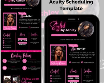 DIY Acuity Scheduling Template, Hair Stylist Acuity Scheduling Template, Hairstylist Branding Booking Site Hair Website Canva Template Pink
