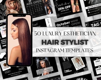 Hairstylist Instagram Template, Hair Salon Post, Hairstylist Branding, Social Media Post, 50 Hair Business Instagram Post, Canva Templates