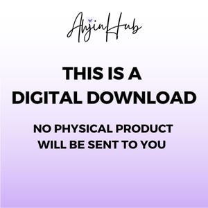 K&ouml;nnte beinhalten: Eine Grafik f&uuml;r einen digitalen Download mit dem Text "THIS IS A DIGITAL DOWNLOAD NO PHYSICAL PRODUCT WILL BE SENT TO YOU" in schwarzer Schrift auf einem Farbverlaufshintergrund, der von Wei&szlig; zu Helllila &uuml;bergeht.