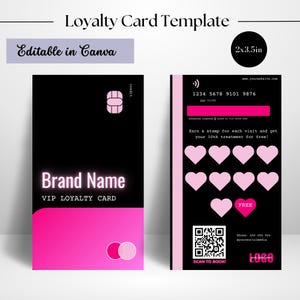 Loyalty Card Template, Credit Card Style Template, Customer Reward Card, DIY Discount Card, VIP Loyalty Card Nails Hair Lash Business Card