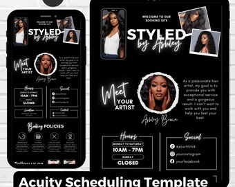 Acuity Scheduling Template, Hair Stylist Acuity Scheduling Template, Booking site template Hairstylist, Nail Tech Lash Tech Canva Template