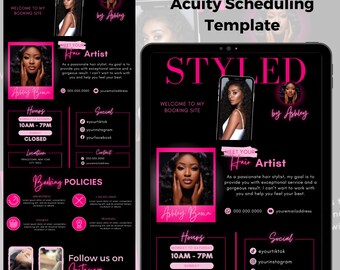 Hair Stylist Acuity Scheduling Template, Hairstylist Branding, Hair Business Booking Site, Nail Tech Website Lash Tech Banner Canva Template