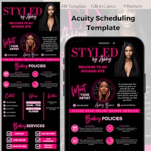 Acuity Scheduling Template for Hair Stylist, Acuity Scheduling Template, Hairstylist Booking Site Template, Nail Tech Lash Tech Braider Pink