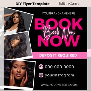 DIY Hairstylist Flyer, Editable Booking Flyer Template, Hair Flyer Template, Digital Booking Now Esthetician Template Hair Lash Makeup Nail