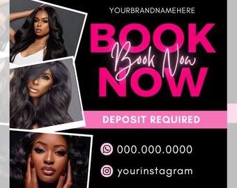 DIY-Friseur-Flyer, bearbeitbare Buchungs-Flyer-Vorlage, Haar-Flyer-Vorlage, digitale Jetzt-Buchung Kosmetikerin-Vorlage-Haar-Lash-Make-up-Nagel