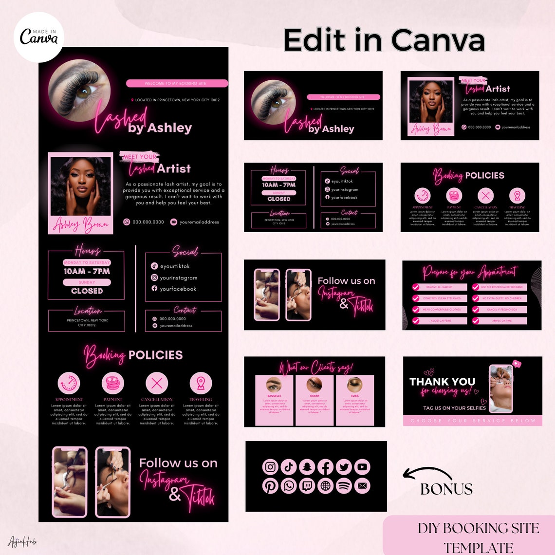 Lash Tech Acuity Scheduling Template, Lashes Booking Site, DIY Lash ...