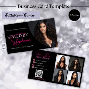 Visitenkarte Vorlage für Friseur, Friseursalon Kartenvorlage, Hairstylist Visitenkarte, DIY Haar QR-Code, Haar Nägel Wimpern Vorlagen