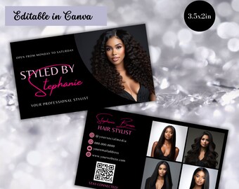 Business Card Template for Hair Stylist, Hair Salon Card Template, Hairstylist Business Card, DIY Hair QR Code, Hair Nails Lashes Templates