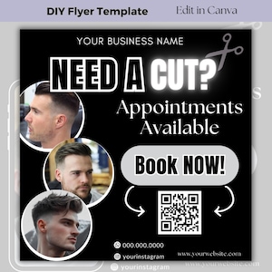 Barber booking flyer, Haircut Book Now Flyer, Barber shop Bookings available, Barbershop Business Appointment Flyer, Hair Social Media Flyer