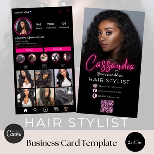 2024 Visitenkarten Vorlage Design, IG Visitenkarte, Canva Visitenkarte Vorlage Design, QR Code Hair Nails Visitenkarte Canva Vorlage