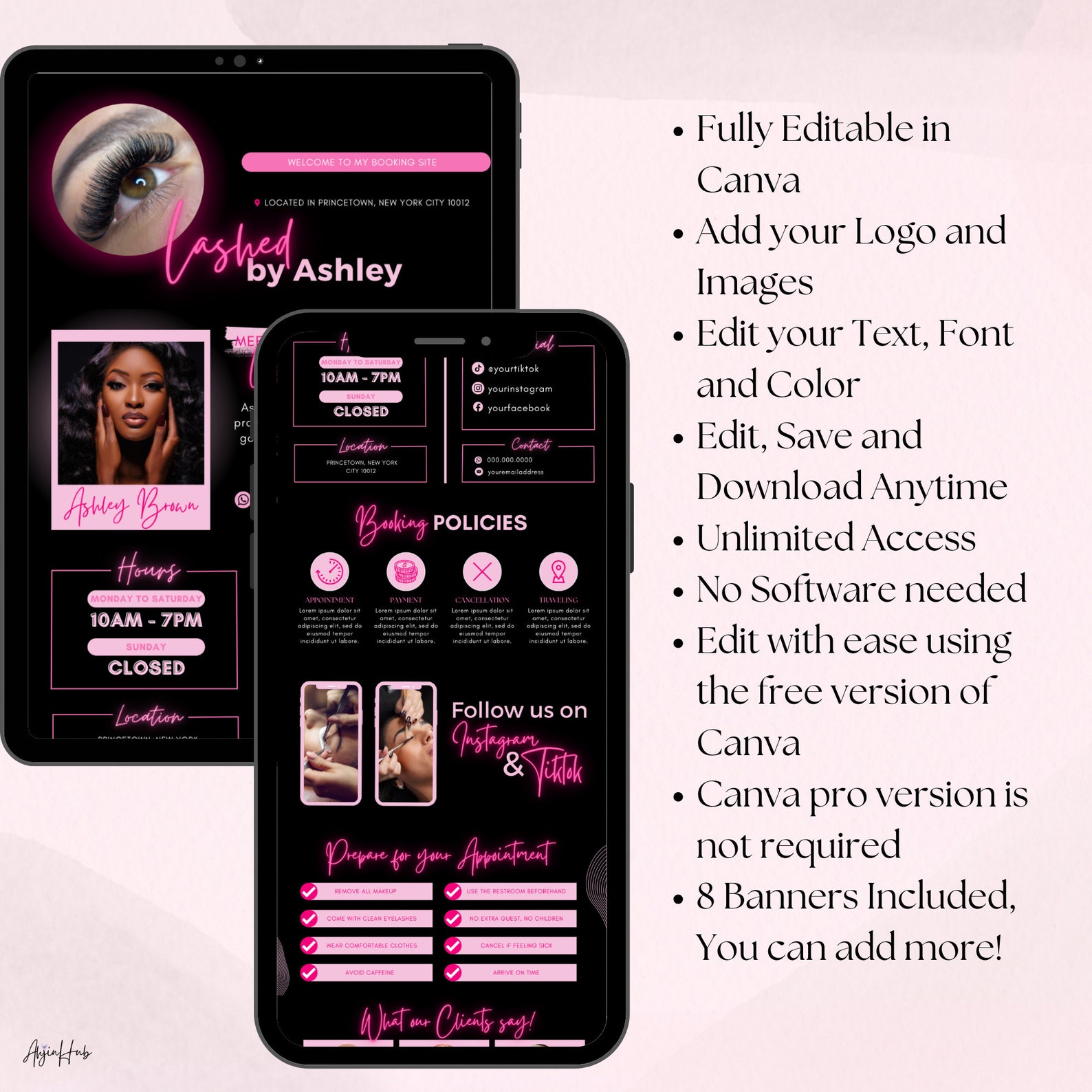 Lash Tech Acuity Scheduling Template, Lashes Booking Site, DIY Lash ...