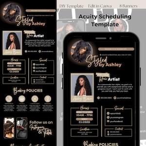 Acuity Scheduling Template Hair Stylist, Acuity Scheduling Template, Hairstylist Website template, Booking Site Nails Lash, Canva Template