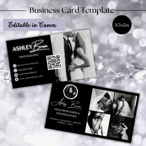 Conception de modèle de carte de visite, modèle de carte de visite de photographie, modèle de carte d'identité de photographe, modèles modifiables de toile de code QR de marketing