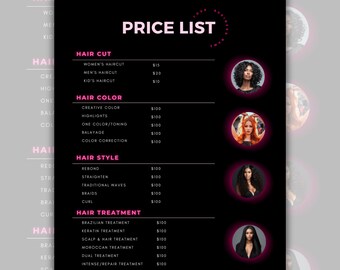 DIY Hair Stylist Price List Template, Hairstylist Pricing Template, Editable Hair Pricing Guide Sheet, Hair Business Wig Braids Price Flyer