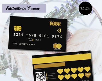 Loyalty Card Template, Credit Card Style Template, Customer Reward Card, DIY Discount Card, Nails Hairstylist Lash Mua Gold Business Card