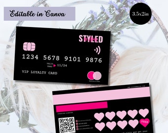 Loyalty Card Template, Credit Card Style Template Customer Reward Card, DIY Discount Card, Loyalty Card Nails Hairstylist Lash Business Card
