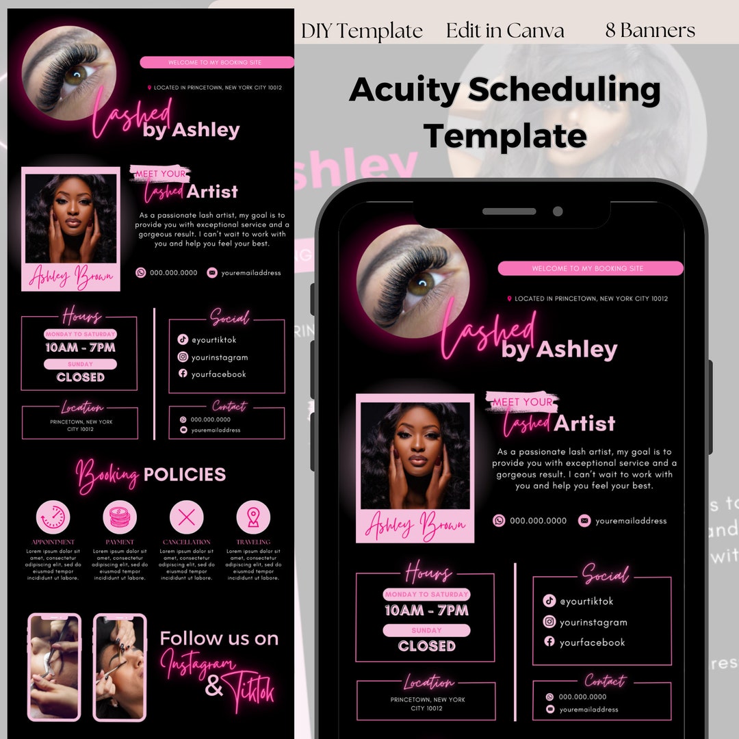Lash Tech Acuity Scheduling Template, Lashes Booking Site, DIY Lash ...