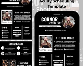 Acuity Scheduling Template, Barber Acuity Scheduling Template, Barber Acuity Site, DIY Hair Stylist Booking Site Hair Website Canva Template