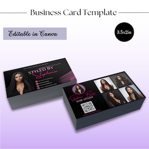 Modèle de carte de visite de coiffeur, modèle de carte de salon de coiffure, carte de visite Instagram bricolage, cheveux IG QR Code, modèle de toile d'entreprise de beauté