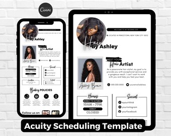 Hair Stylist Acuity Scheduling Template, DIY Acuity Seite Minimalist Hair Stylist Branding, Hair Stylist Website Hair Business Canva Template