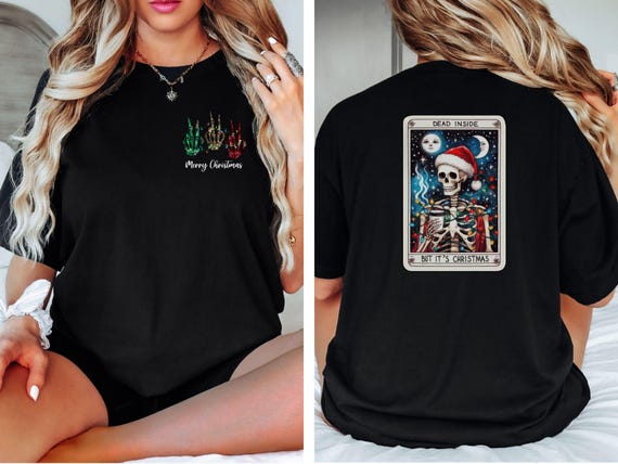 Skeleton Hand Christmas Light Tarot T-shirt, Merry Christmas shirt, Spooky Xmas Gift, Comfort Colors Unisex Tee, Festive Holiday Top
