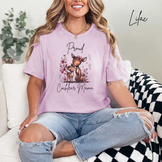 Proud Cochlear Mama Shirt, Floral Deer Cochlear Implant Tee for Moms, Hearing Journey Support Gift, Deaf Awareness Mom T-Shirt