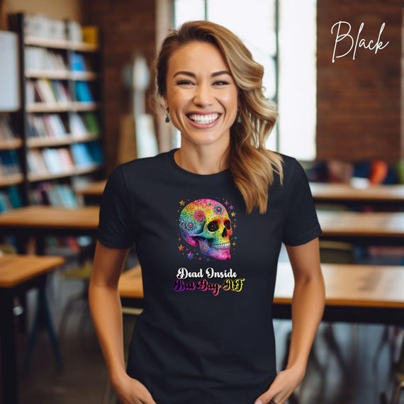 Dead Inside But Gay AF Shirt, Colorful Pride Skull Tee, LGBTQ+ Ally Graphic Tee, Funny Gay Pride Shirt, Inclusive Supportive T-shirt