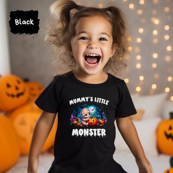 Mummys Little Monster Toddler Halloween Shirt, Cute Spooky Fall Outfit for Kids, Trick or Treat Preschool Party Tee