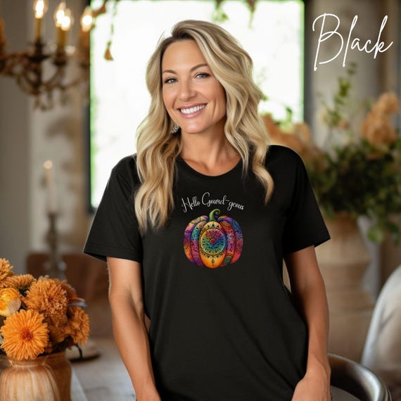 Hello Gourd-geous Shirt, Mandala Pumpkin Tee for Fall, Funny Autumn Outfit for Women, Cute Seasonal Graphic T-Shirt, Thanksgiving Top
