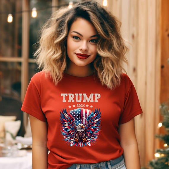 Proudly Support Trump 2024 with our Patriotic Eagle T-Shirt! Political Apparel with Eagle Design, Pro-Trump Tee, United States Shirt