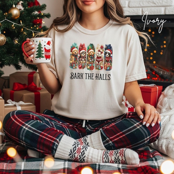 Bark The Halls Holiday Tee, Christmas Dog Shirt, Festive Puppy Top, Dog Mom T-Shirt