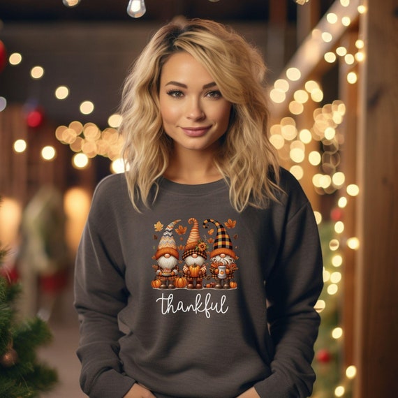 Thankful Gnome Thanksgiving Sweatshirt, Fall Vibes Hoodie, Warm Fall Comfort Colors Shirt, Cozy Autumn Tshirt