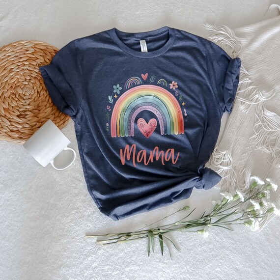 Mama Rainbow Heart T-shirt , Gift for Mom, Mother's Day shirt, Cute Mom Shirt, Mom Life tshirt, Mom to be tee, Gift for New Mommy