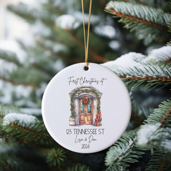 First Christmas in New Home Ceramic Ornament, 2-Side Print, Gift for New Homeowners, Holiday Decoration, Housewarming Gift, Custom House