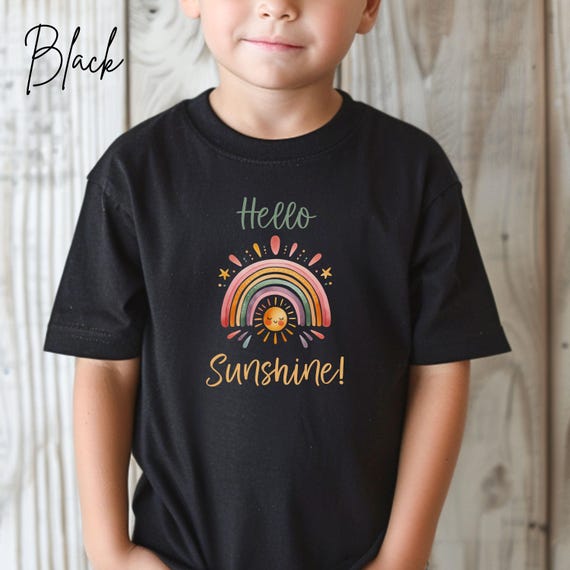 Hello Sunshine! Rainbow Tee - Toddler Short Sleeve Graphic Shirt