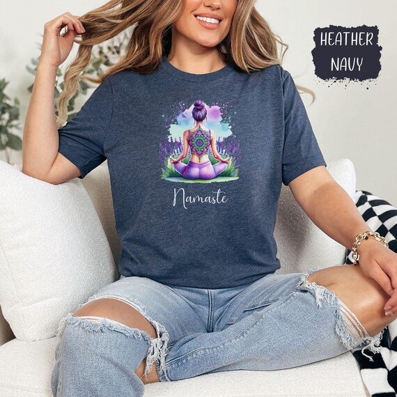Namaste Lavender Watercolor T-Shirt, Inspirational Quote Tee, Mindfulness Apparel Gift, Positive Vibes Shirt, Motivational Clothing