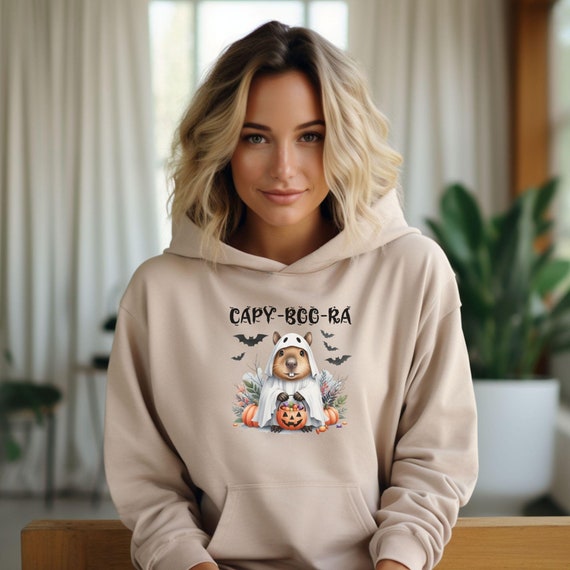 Capy-Boo-Ra Halloween Hooded Sweatshirt, Happy Halloween Hoodie, Cute Capybara Fall Shirt, Spooky Women's Tee, Funny Halloween Gift