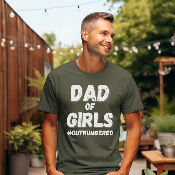 Dad of Girls #Outnumbered Men's T-Shirt, Dad of Daughters tee, Father of girls tshirt, Father's Day shirt, Daddy Daughter Christmas gift