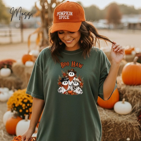 Boo Haw Ghost Shirt, Cowboy Ghost Halloween Tee, Western Halloween T-shirt, Cute Spooky Season Top, Retro Fall Graphic Tshirt