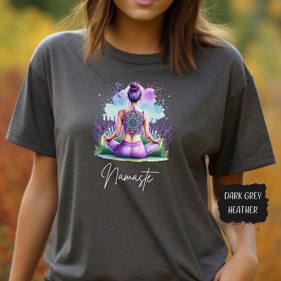 Namaste Lavender Watercolor T-Shirt, Inspirational Quote Tee, Mindfulness Apparel Gift, Positive Vibes Shirt, Motivational Clothing