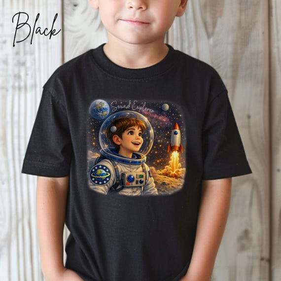 Cochlear Implant Toddler Shirt, Sound Explorer Astronaut Tee, Rocket Galaxy Design, Hearing Journey Gift