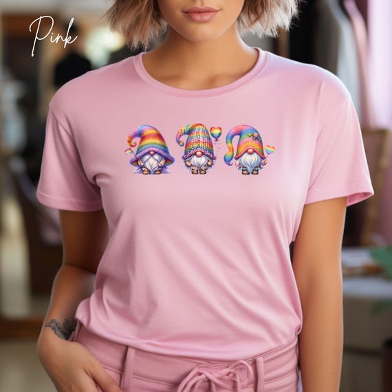 Rainbow Gnome Pride Shirt, LGBTQ Ally Tee, Pride Friendly Kindness Shirt, Mental Wellness Support Top, Rainbow Gnome Graphic Tee
