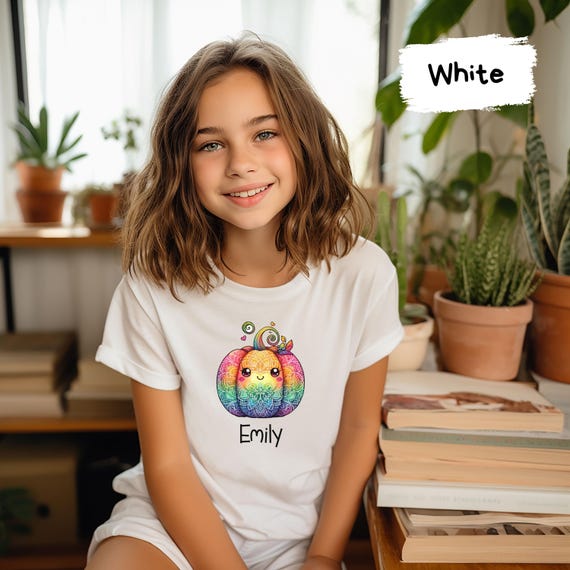 Custom Pumpkin Kids Shirt, Personalized Fall Tee with Name, Cute Autumn Design, Fall Kids T-Shirt, Halloween Gift Idea