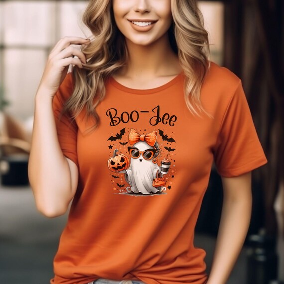 Cute Boo-Jee T-shirt, Halloween Ghost shirt, Spooky Season Ghost Tee, Spooky Vibes Shirt, Girly Halloween Gift, Fall Shirt for Women