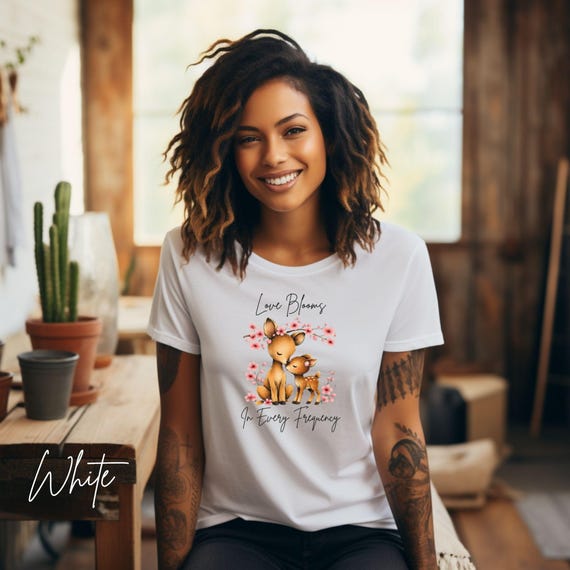Love Blooms in Every Frequency Shirt, Floral Deer Cochlear Implant Tee for Moms, Hearing Journey Support Gift, Deaf Awareness Mom T-Shirt
